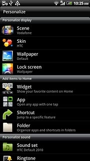 Press Widget, App or Shortcut.Follow the instructions on the display to add the selected shortcut.