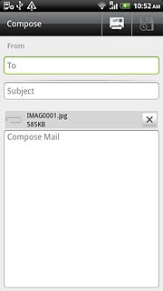 An email message containing the picture or video clip is created.Press To and key in the first letters of the required contact.