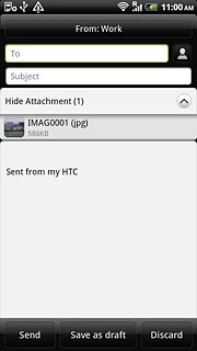An email message containing the picture or video clip is created.Press To and key in the first letters of the required contact.