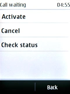 Press Activate or Cancel.A request to change the setting is sent to the network.
