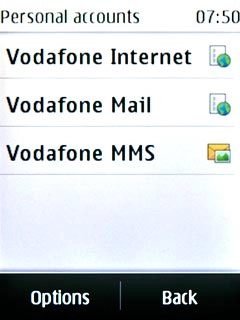 Press and hold Vodafone MMS until a pop-up menu is displayed.