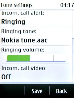 Press the indicator to set the ring volume.