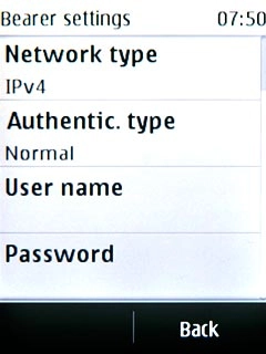 Press Back three times to save the settings and return to the list of data connections.