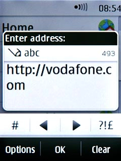 Key in the address of the required web page and press OK.