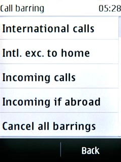 Press Cancel all barrings.