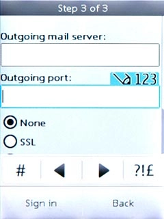 Press the field below Outgoing port and key in 25