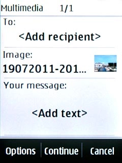 A picture message containing the picture or video clip is created.Press .
