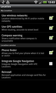 When the box next to the menu item is ticked (V), the function is turned on.