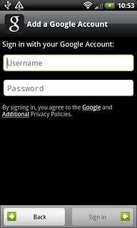 Press Username and key in the username for your Google account.