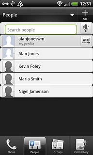 Press the required contact.The contact details are displayed.