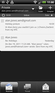Press the required email message to read it.