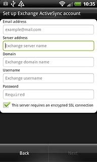 Press the field below Server address and key in the server address.