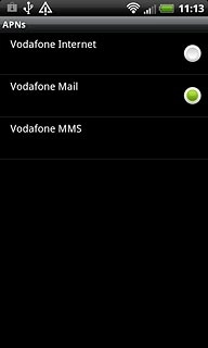 Press the field next to Vodafone Internet to fill in the field.