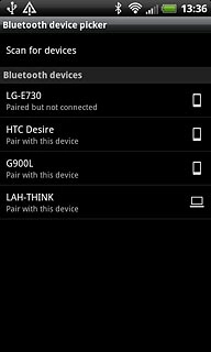Press the required Bluetooth device.