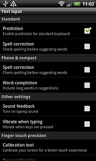 Press Word completion to turn word suggestion on or off.