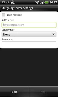 Press Login required to turn SMTP authentication on or off.If you turn on SMTP authentication:Follow the instructions on the display to key in the username and password for your email account.Please note that if you're using Vodafone's outgoing server, turn off SMTP authentication and leave the username and password fields empty.
