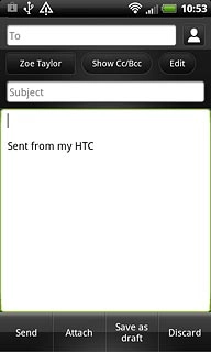 Press the text input field.Write the text for your email message.