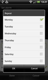 When the box next to a day is ticked (V), the day is selected.