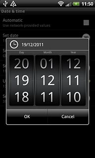 Drag the numbers up or down to set the date.