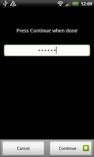 Key in the required phone lock code and press Continue.