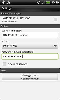 Press the field below Password.Key in the required password.