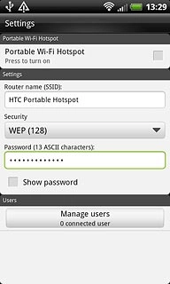 Press the box next to Portable Wi-Fi Hotspot to turn on the function.