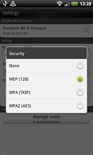 Press the required setting.