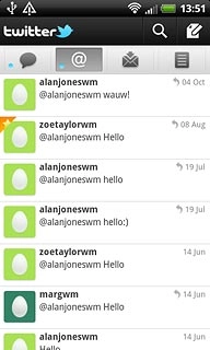 Press the mentions icon (@).