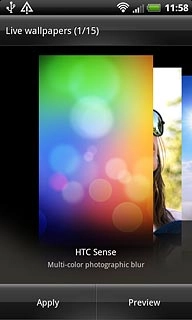 Slide your finger right or left on the display to select the required background image.