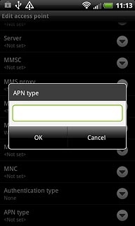 Key in default and press OK.