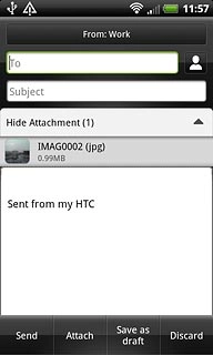 An email message containing the picture or video clip is created.Press To and key in the first letters of the required contact.
