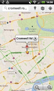 The selected destination is displayed as a point on the map.