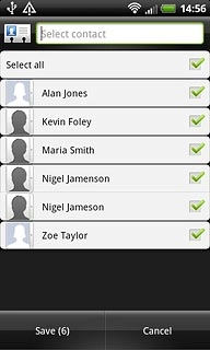 When the box next to a contact is ticked (V), the contact is selected.