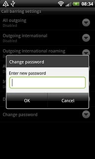 Key in the new barring password and press OK.