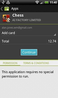If it's the first time you download an application: press Add card and follow the instructions on the display to key in your credit card information and finish the purchase.