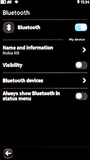 Press the indicator next to Bluetooth.Depending on the current setting, Bluetooth is turned on or off.