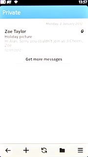 To manually retrieve new email messages:Press the update icon.