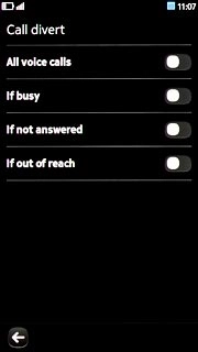 The current settings will be displayed.Press the indicator next to the required divert type.