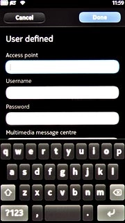Press the field below Access point and key in live.vodafone.com