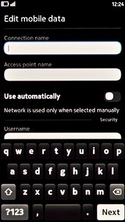Press the field below Connection name and key in Vodafone Mail