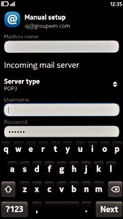 Press the field below Username and key in the username for your email account.