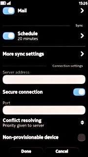 Press the indicator next to Secure connection.Depending on the current setting, SSL encryption is turned on or off.