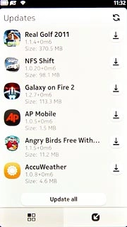 Press the update icon.Your phone searches for updates.