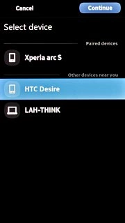 Press Continue.Accept the transfer on the other device.The file is sent.