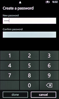 Press the field below Confirm password and key in the phone lock code.