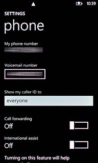 Press the indicator next to Call forwarding to turn on the function.