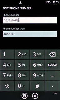 Press the field below Phone number type.