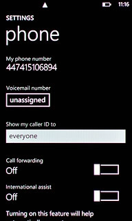 Press the field below Voicemail number.