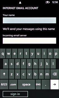 Press the field below Incoming email server and key in the name or IP address of your email provider's incoming server.