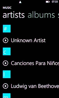 Slide your finger across the display to select the required category.Go to the required audio file or playlist.